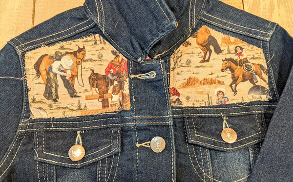 Cowgirls, Horses, Dogs | Girls Vintage Jean Jacket