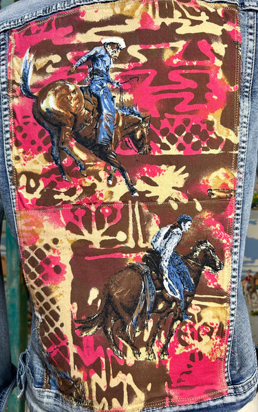 Pink Shamash & Sons rare western abstact fabric