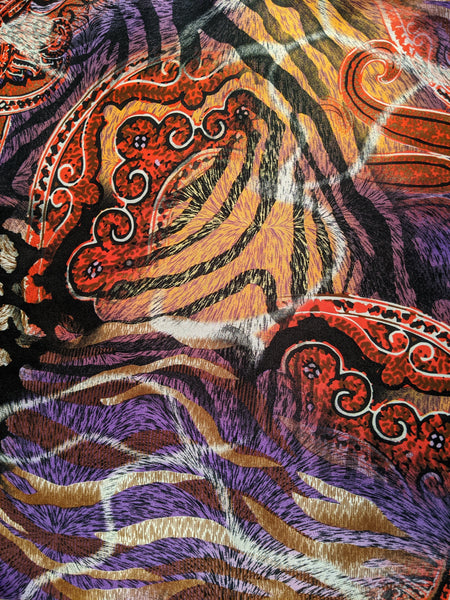 colorful multi print tiger zebra paisley exotic wild rag