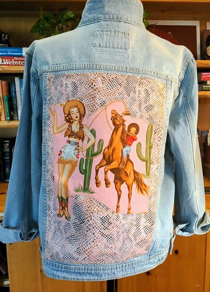 Giddy Up Glamour Hot Pink Denim Jacket with Silver Studs